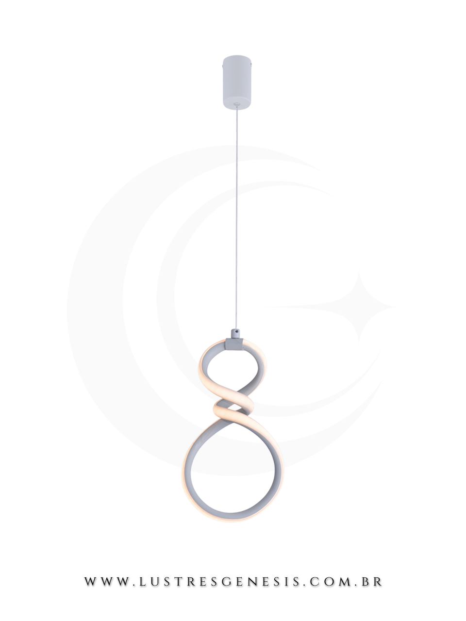O Lustre Pendente em metal e silicone une elegancia e sofistiacao para o seu ambiente. Com LED integrado de 18W na luz amarela 3000K bivolt